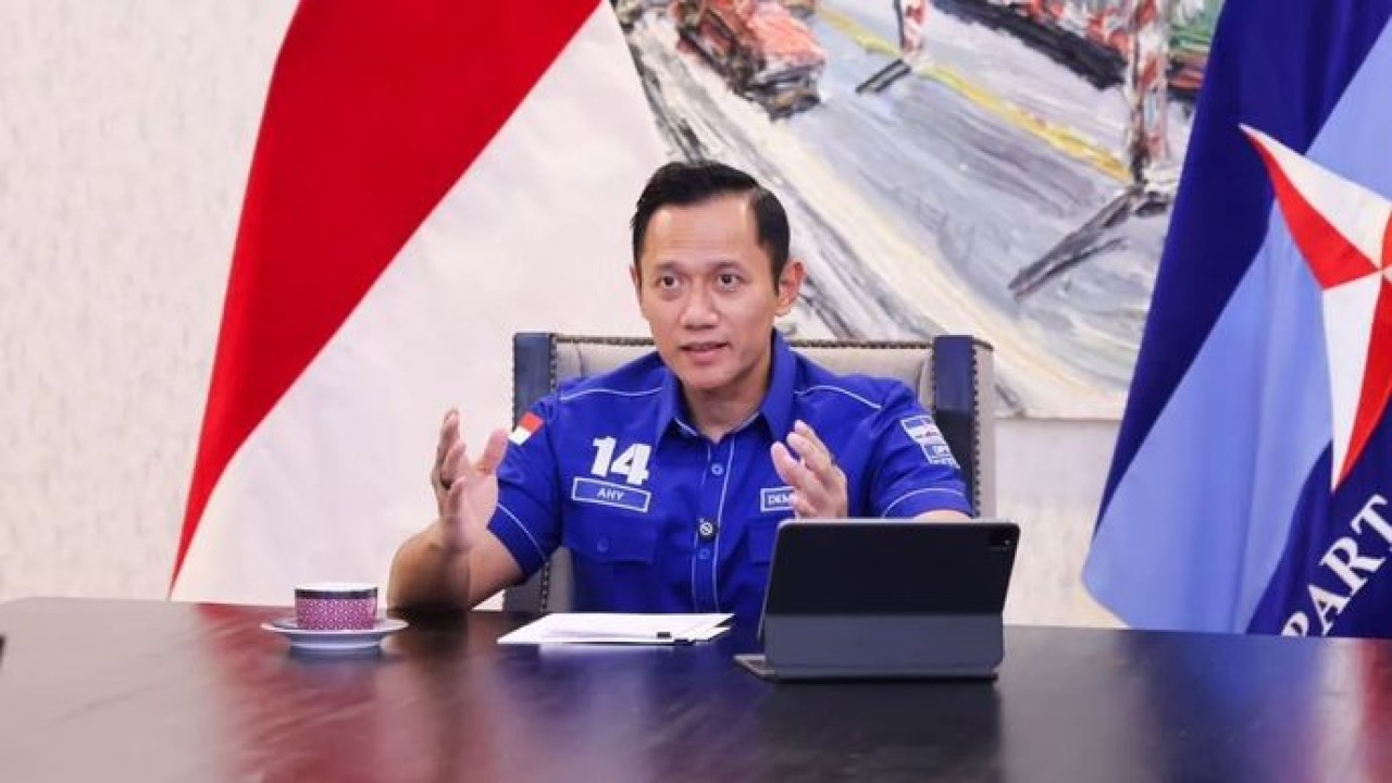 Ketum Partai Demokrat Agus Harimurti Yudhoyono saat memberikan sambutan dan arahan pada Musyawarah Daerah (Musda) VI DPD Partai Demokrat Provinsi Lampung di Bandar Lampung, Sabtu, 27 Juni 2026. (Antara)
