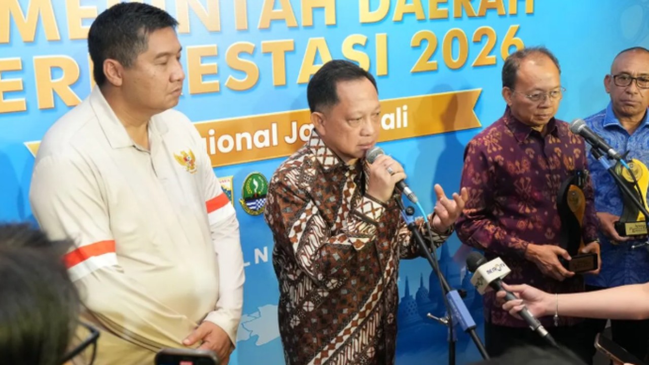 Menteri Dalam Negeri (Mendagri) Muhammad Tito Karnavian memberikan keterangan kepada wartawan usai menghadiri Apresiasi Pemda Berprestasi 2026 Regional Jawa-Bali di Daerah Istimewa Yogyakarta, Kamis (4/6/2026). ANTARA/HO-Kemendagri (Antara)