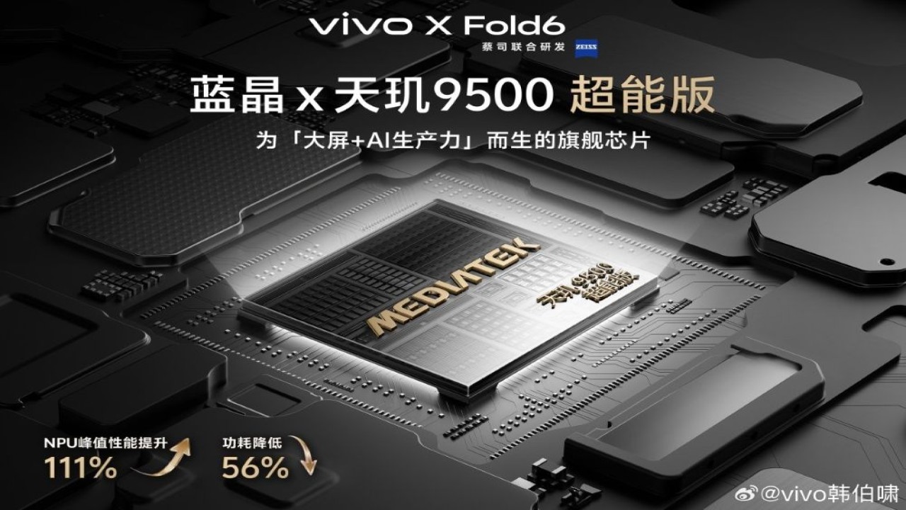 Vivo X Fold 6 bocorkan chipset Dimensity 9500 Super Edition untuk performa maksimal. (Foto: Istimewa via GSM Arena)