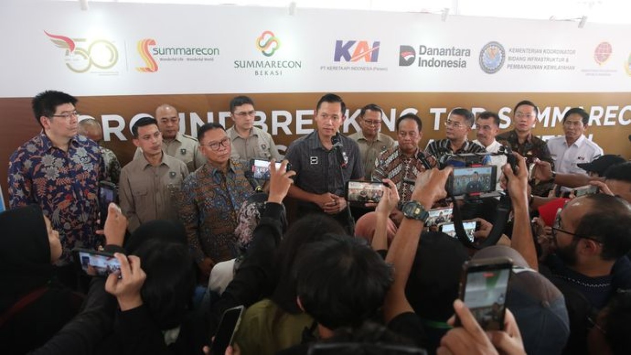 Menko AHY resmikan groundbreaking Stasiun Bekasi Ekstensi. (Istimewa)