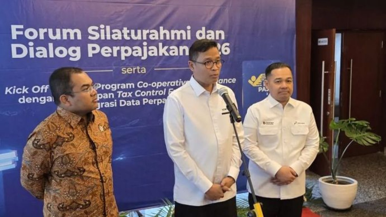 Direktur Jenderal Pajak (Dirjen Pajak) Bimo Wijayanto dalam acara Forum Silaturahmi dan Dialog Perpajakan 2026 di Jakarta, Senin, 13 Juli 2026 (Antara)