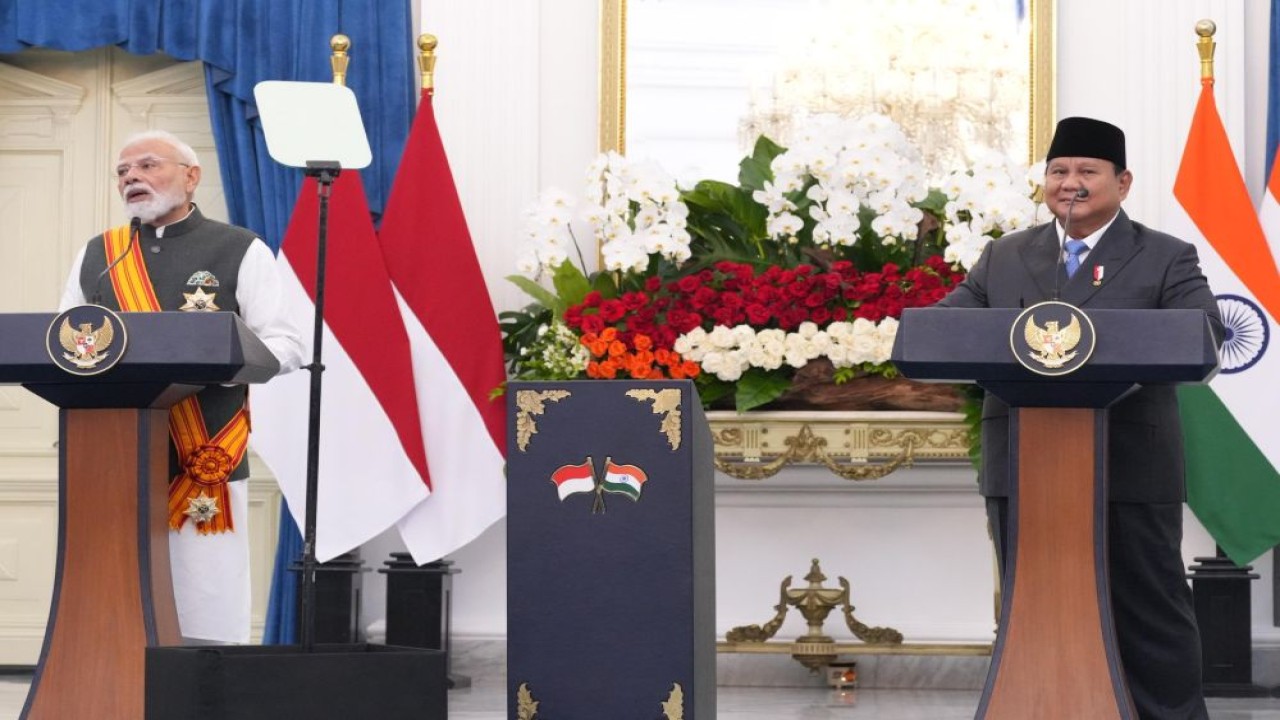 Presiden Prabowo Subianto bersama Perdana Menteri (PM) India Narendra Modi. (Foto: Dok/Istimewa/Bakom RI)