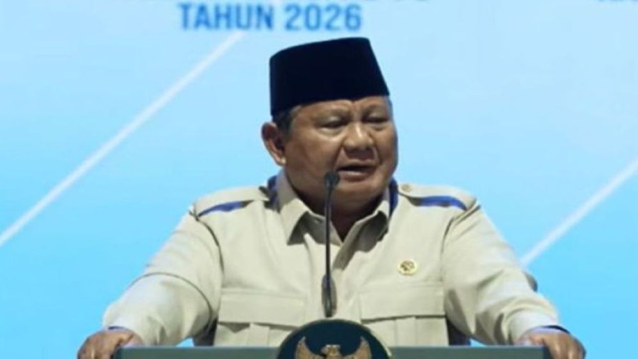 Presiden Prabowo Subianto saat menghadiri Hari Koperasi Nasional (Harkopnas) 2026 di Indonesia Arena, Kompleks Gelora Bung Karno (GBK), Jakarta, Minggu, 12 Juli 2026. (Foto: YouTube Sekretariat Presiden)