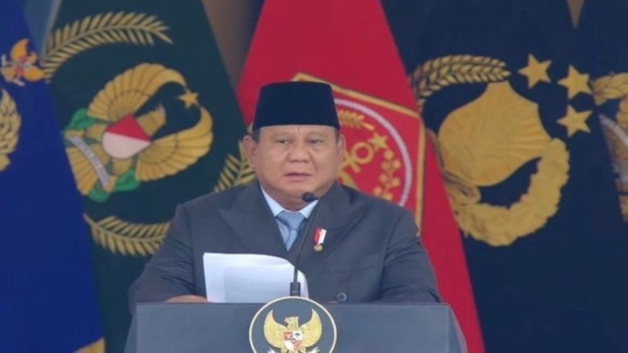 Presiden Prabowo Subianto memimpin upacara Prasetya Perwira (Praspa) di Istana Merdeka, Jakarta, Rabu, 22 Juli 2026. (Foto: Youtube Sekretariat Presiden)