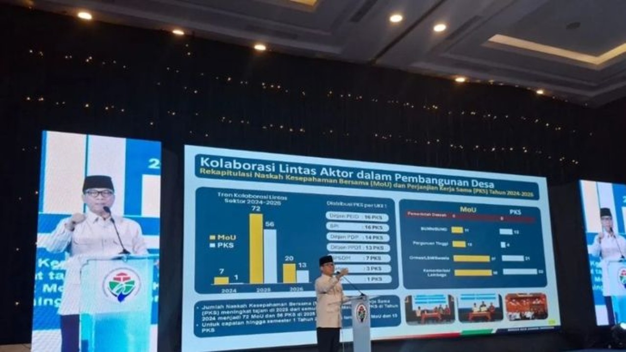 Mendes PDT, Yandri Susanto, dalam kegiatan peluncuran program sehati di Kabupaten Serang, Banten, Selasa, 30 Juni 2026. (Antara)