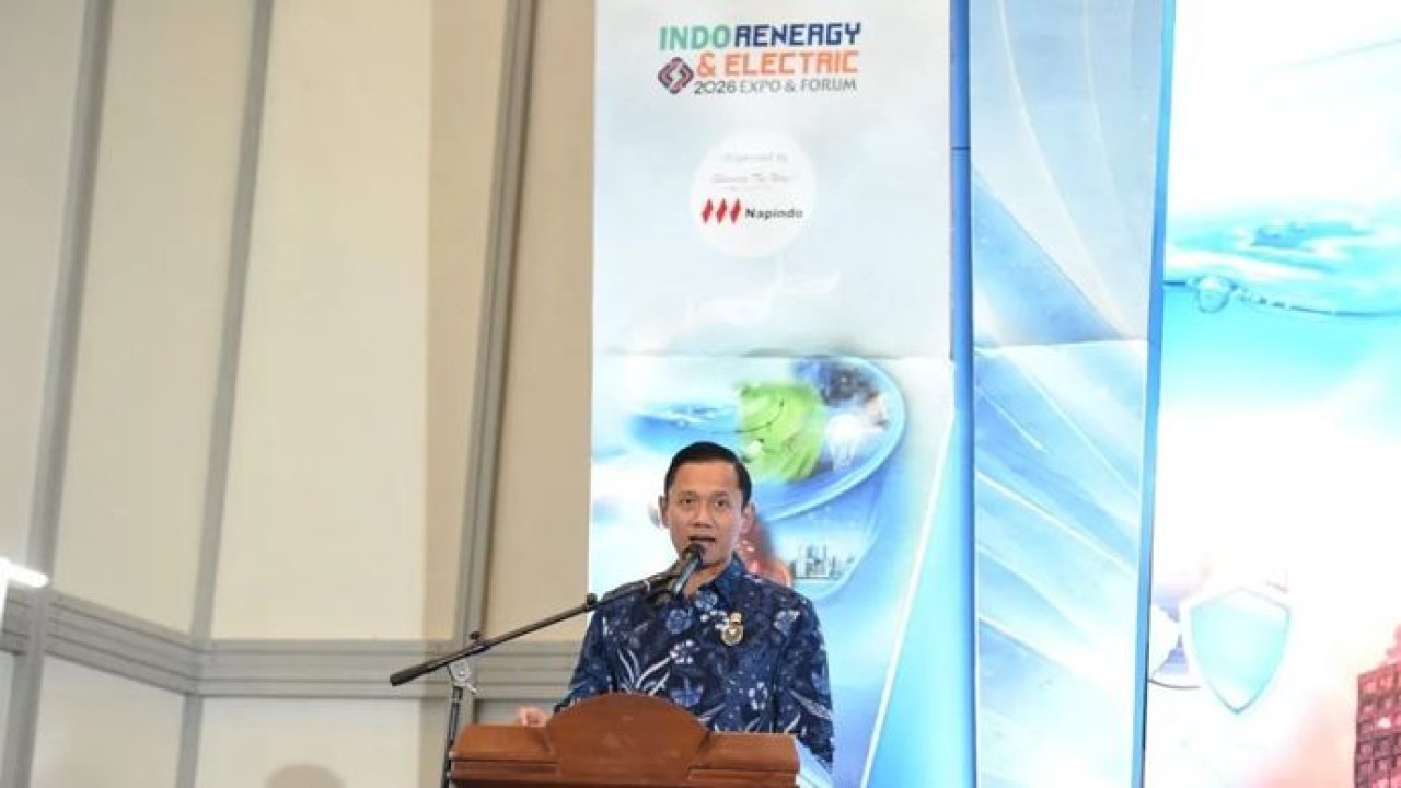 Menteri Koordinator (Menko) Bidang Infrastruktur dan Pembangunan Kewilayahan (IPK) Agus Harimurti Yudhoyono dalam pembukaan Indo Water 2026 Expo & Forum, yang diselenggarakan bersamaan dengan Indo Waste & Recycling, Indo Renergy & Electric, Indo Secu (Antara)