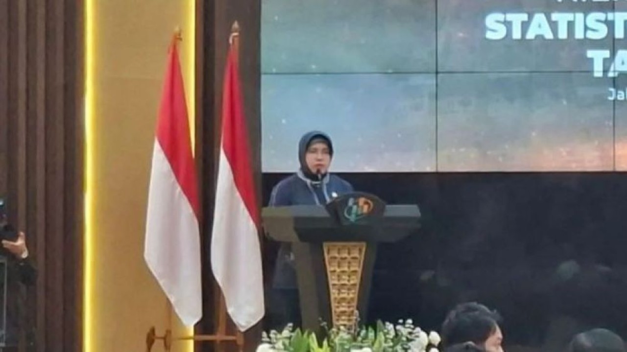 Kepala Badan Pusat Statistik (BPS) Amalia Adininggar Widyasanti dalam Rilis Publikasi Statistik Perumahan Tahun 2026 di Jakarta, Kamis (13/8/2026) (Antara)