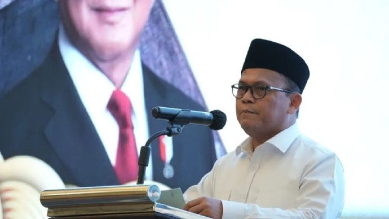 Sekretaris Jenderal (Sekjen) Kemenhaj RI Teguh Dwi Nugroho dalam acara Peluncuran Sistem Informasi Kepegawaian (Simpeg) di Bogor, Jawa Barat, Senin, 20 Juli 2026. (Antara)