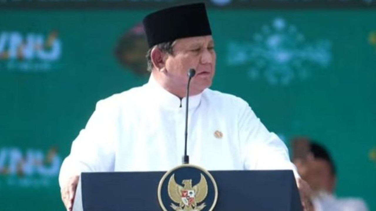 Presiden Prabowo Subianto di Mujahadah Kubro Satu Abad Nahdlatul Ulama (NU). (Foto: Tangkapan layar YouTube)