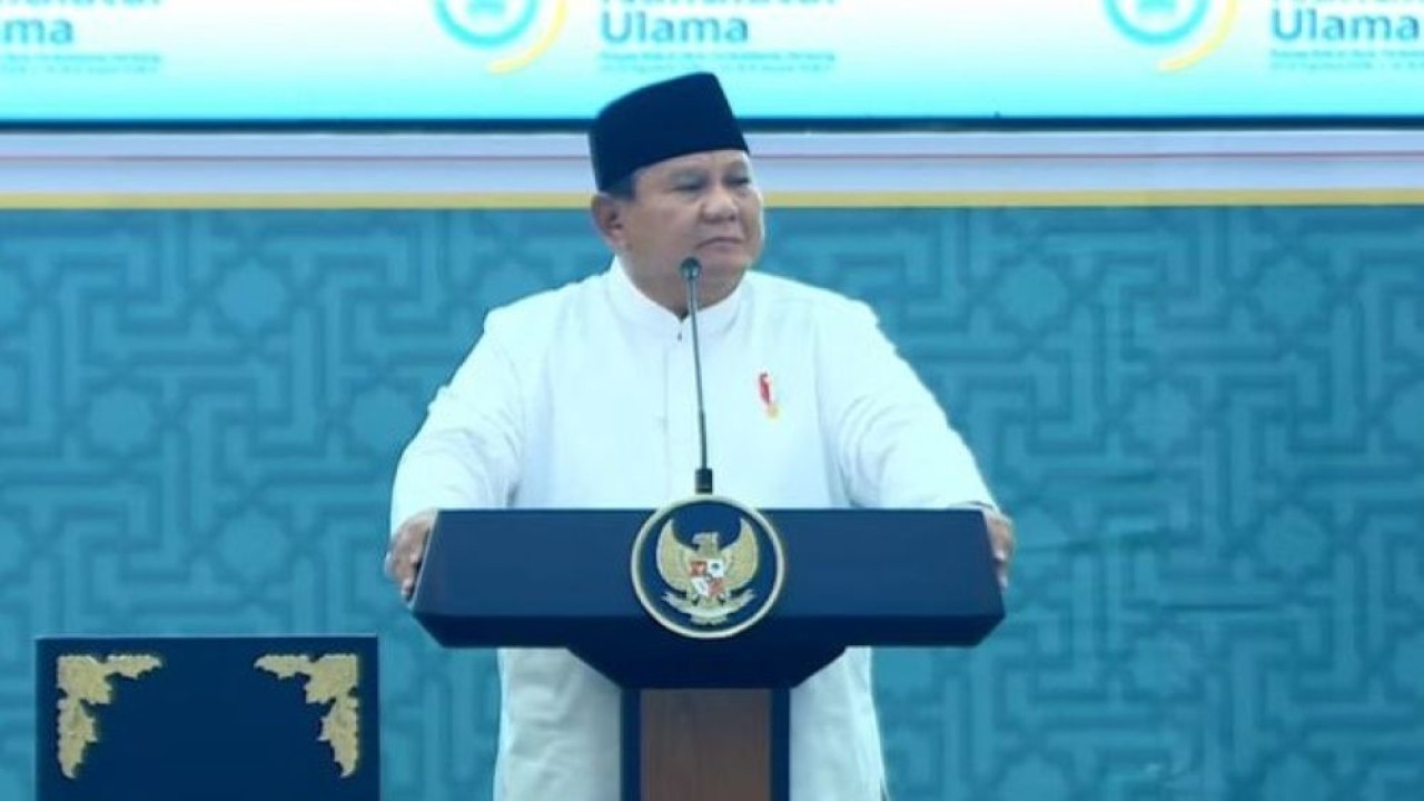 Presiden Prabowo Subianto menghadiri acara penutupan Muktamar ke-35 Nahdlatul Ulama (NU) di Pondok Pesantren Bahrul Ulum Tambakberas, Kabupaten Jombang, Jawa Timur, Senin (31/8/2026). (Foto: Istimewa)