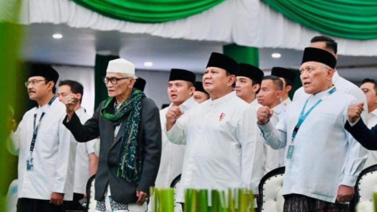 Presiden Prabowo Subianto menghadiri acara penutupan Muktamar ke-35 Nahdlatul Ulama (NU) di Pondok Pesantren Bahrul Ulum Tambakberas, Kabupaten Jombang, Jawa Timur, Senin, 31 Agustus 2026. (Foto: BPMI Setpres)