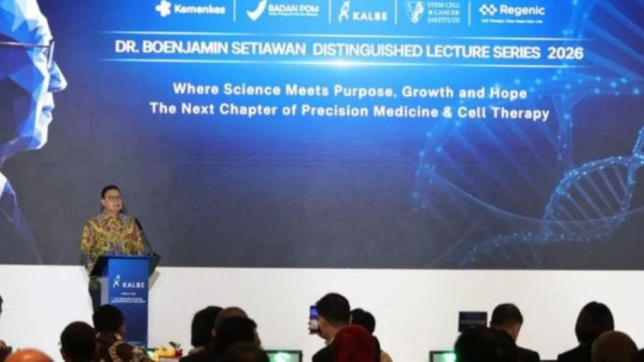 Kepala Badan Pengawas Obat dan Makanan (BPOM) Taruna Ikrar dalam Dr. Boenjamin Setiawan Distinguished Lecture Series (DBSDLS) 2026 di Jakarta, Sabtu (29/8/2026). (Foto: Antara)