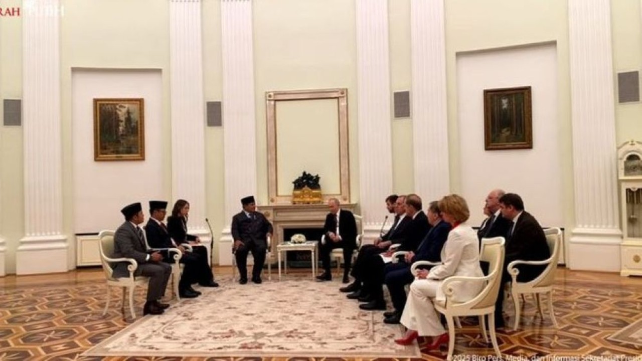 Pertemuan Presiden Prabowo Subianto dan Presiden Vladimir Putin di Moskow, Rusia. (Foto: Istimewa)