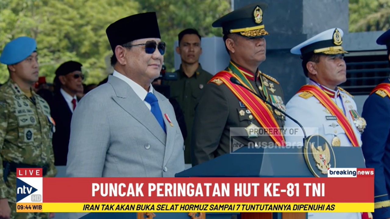 Presiden Prabowo Subianto meresmikan 204 satuan baru TNI pada HUT ke-81 TNI di Cilangkap, Jakarta.