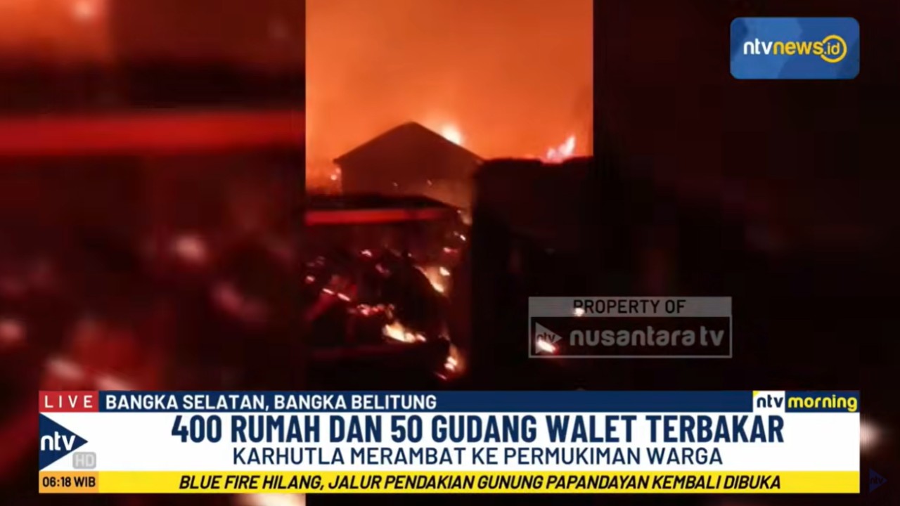 400 rumah dan 50 Gedung Walet terdampak kebakaran hutan dan lahan (karhutla) di Kabupaten Bangka Selatan, Bangka Belitung.
