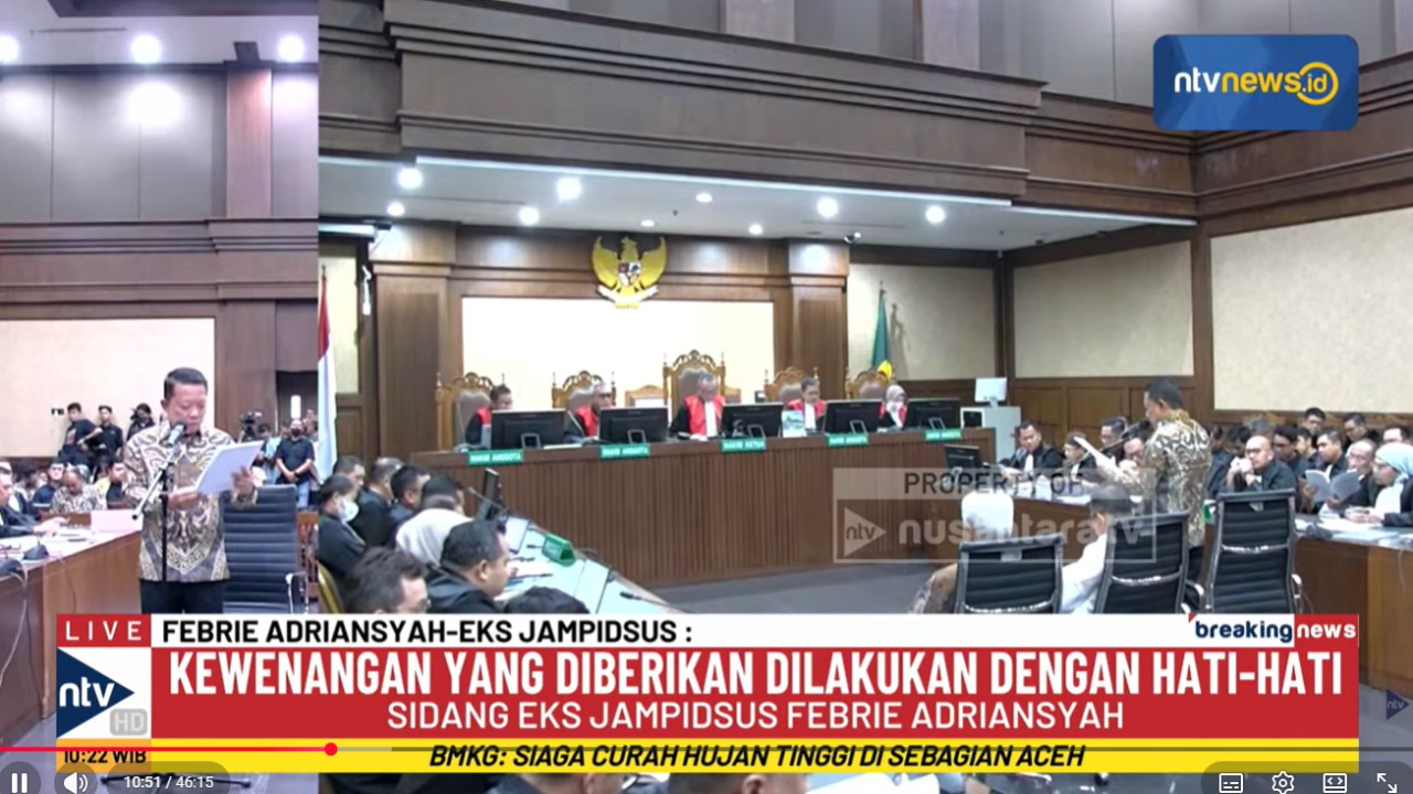 Mantan Jampidsus Febrie Adriansyah sampaikan enam point dalam nota perlawanan pribadi