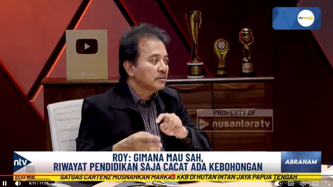 Mantan Menteri Olah Raga (Menpora) Roy Suryo mengatakan Indonesia tidak akan menjadi negara maju selama wakil presiden masih dijabat oleh Gibran Rakabuming Raka.